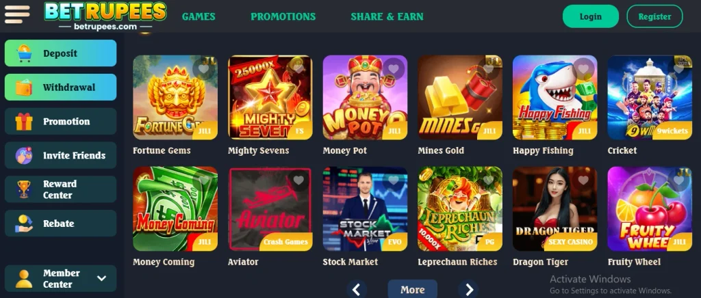 Bet Rupees Game APP